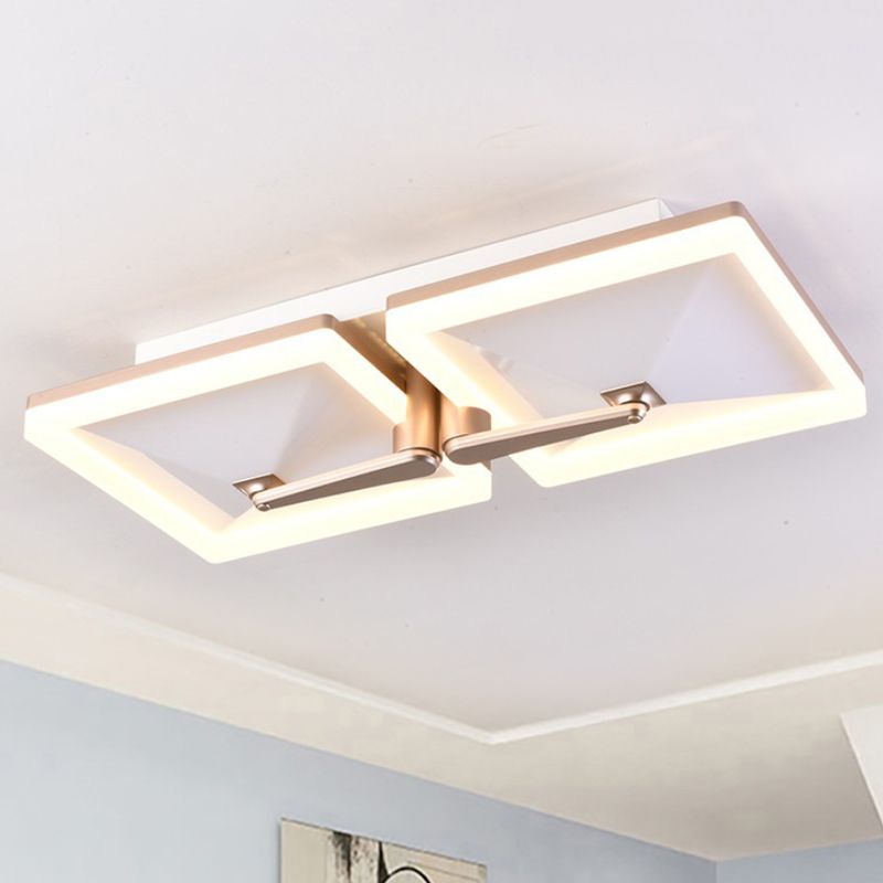 Splicing Square Flush Ceiling Light Fixture Minimalist Metal 2/4/6 Heads LED White Ceiling Lamp in Third Gear Light
