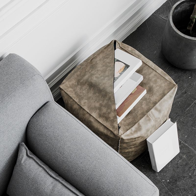 Modern Square Pouf Leather Water Resistant Pouf for Living Room