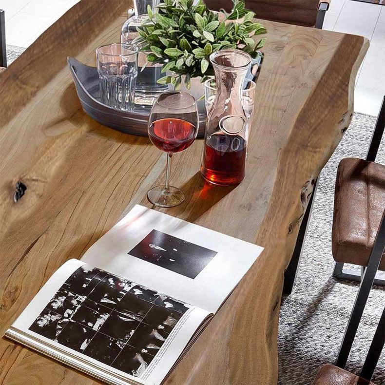 Industrial Pine Wood Table for Restaurant Dining Table with Double Pedestal