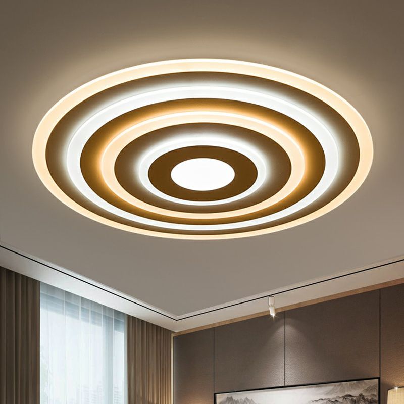 White Concentric Round Flushmount Simple Style Acrylic LED Flush Ceiling Light for Bedroom