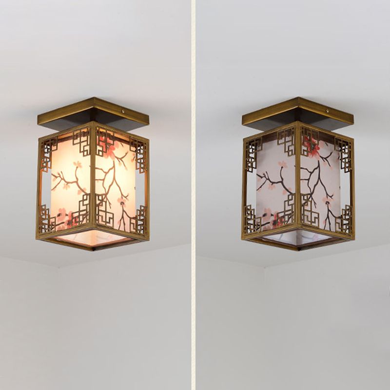 Fabric Close to Ceiling Lighting Rectangle Traditional Ceiling Flush Mount Light
