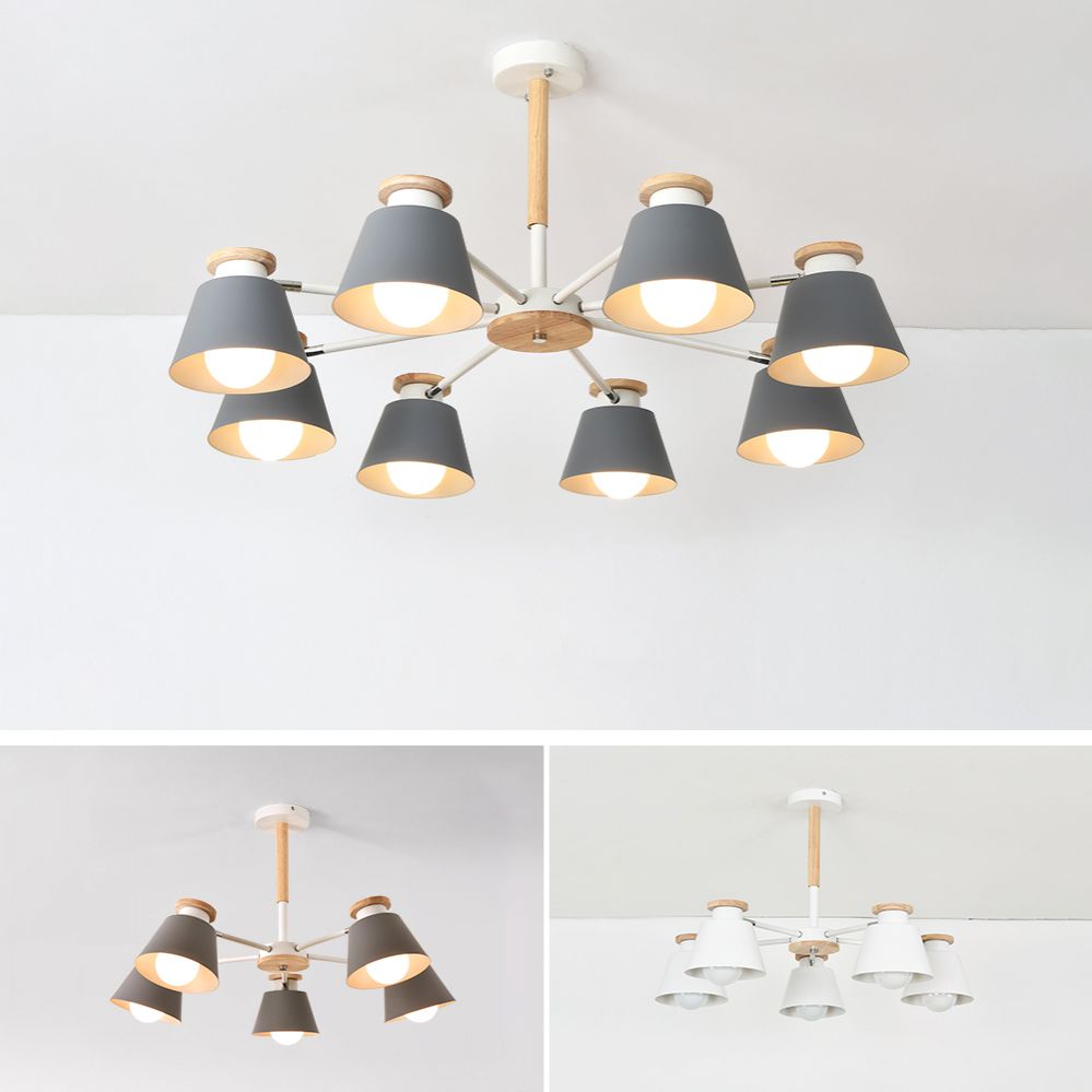 Accesorios de iluminación de lámparas de madera modernos Luz de suspensión de beige múltiple para sala de estar