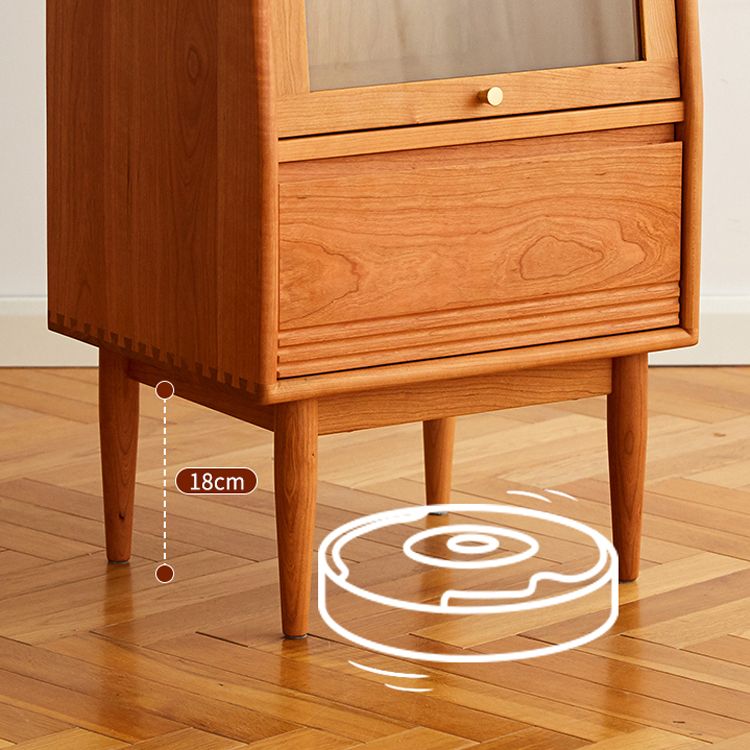 2 - Door and 1 - Drawer Solid Wood Chest 43.3" Tall Glass Paned Side Cabinet