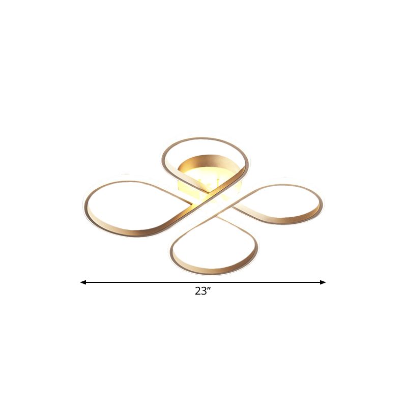 23 "/27,5" W Minimalistische LED Semi Flush White Floral Dicht bij plafondverlichting met acrylschaduw, warm/wit licht