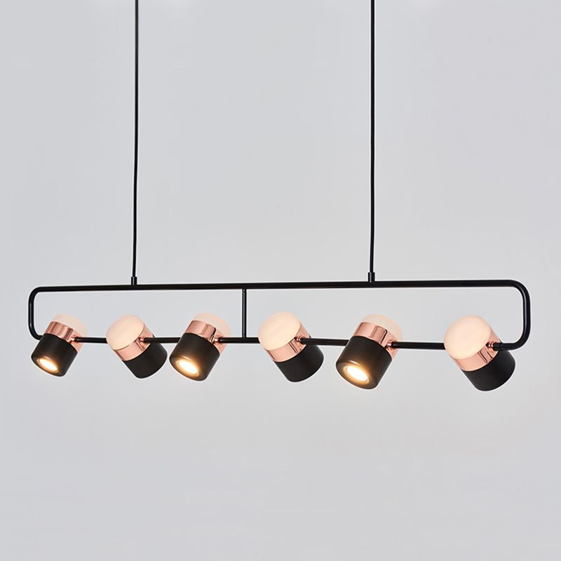 6 Light Cylinder Island Lighting Fixtures Contemporary Metal Island Lighting Ideas in Black