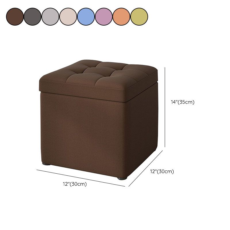 Modern Pouf Ottoman Cotton Upholstered Tufted Solid Color Square Ottoman with Storage