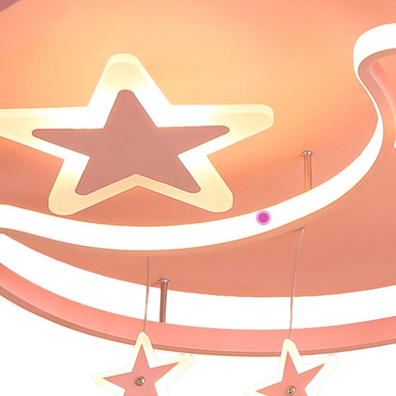 Nordic Moon and Star Ceiling Light Fixture Acrylic Flush Mount Ceiling Light for Kindergarten