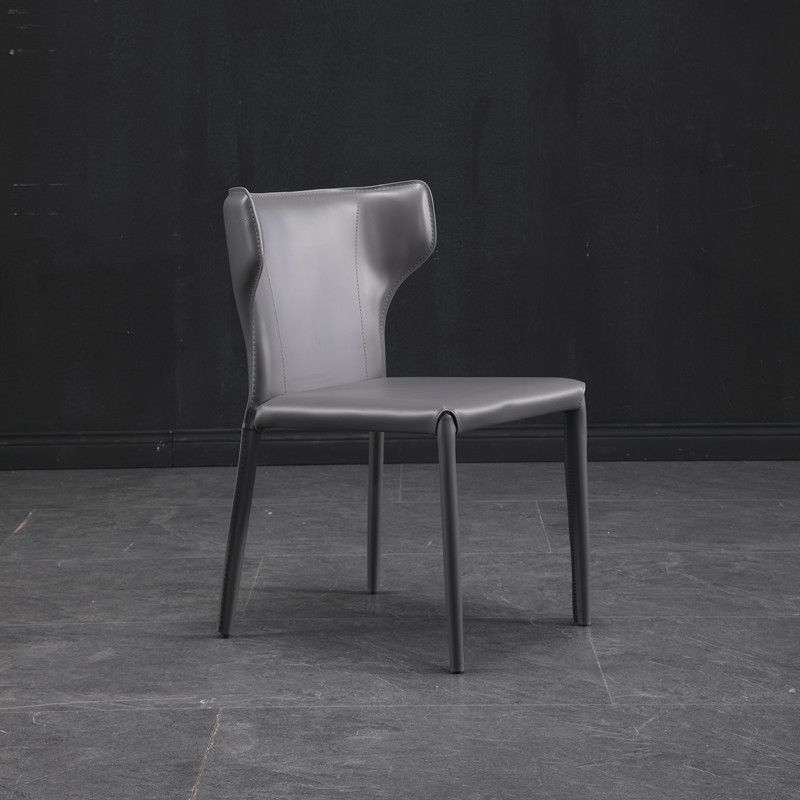Faux Leather Armless Dining Chairs Modern Wingback Side Chair