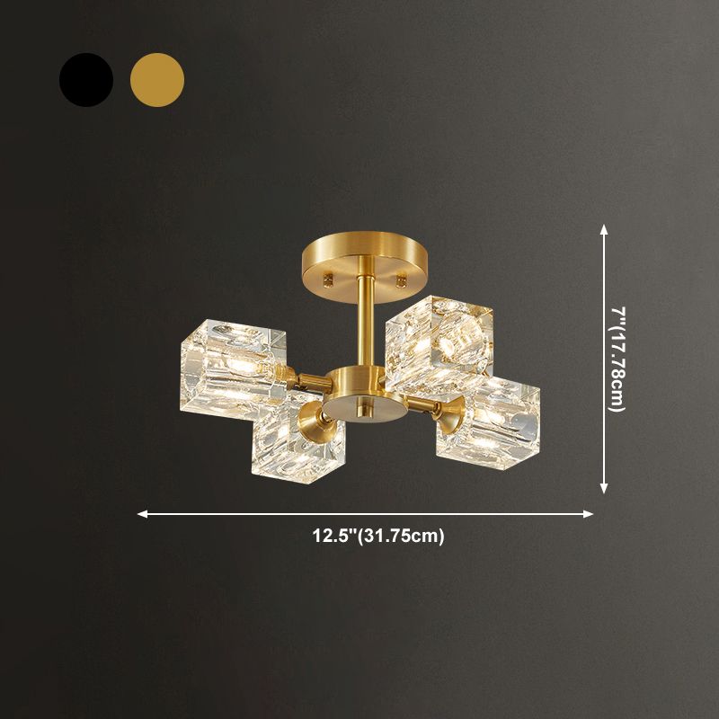 Plafonnier Crystal Simplicity, lampe encastrée à plusieurs têtes pour chambre à coucher