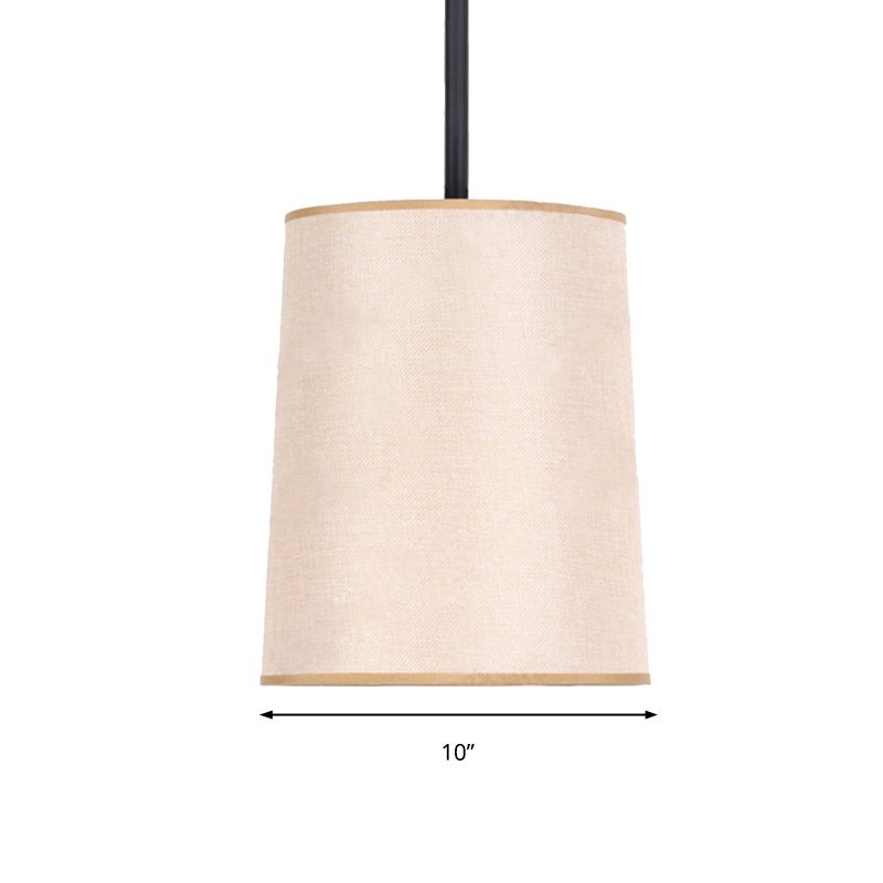 LED Cylinder Ceiling Pendant Light Classic White Fabric Hanging Lamp for Bedroom
