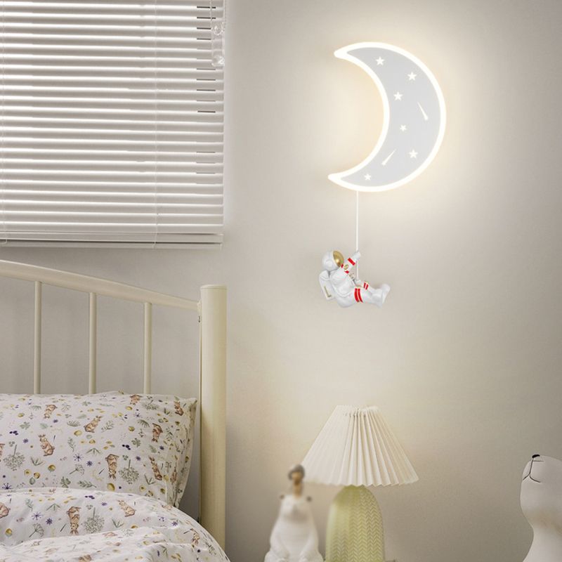 Moon Shape Wall Mount Light Children LED Wall Light with Acrylic Shade for Bedroom