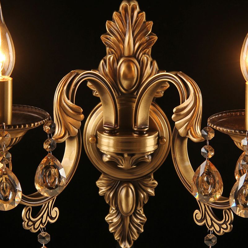 Metalen kandelaar wand gemonteerd licht vintage 2-kop slaapkamer sconce armatuur in brons