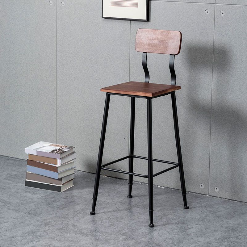 Modern Solid Wood Counter Stool Armless Bar Height Bar Stool with Footrest