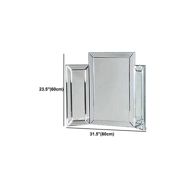 Glass Vanity Set with Tri-Fold 13.77" Wide Make-up Vanity with 2 Storage Drawers