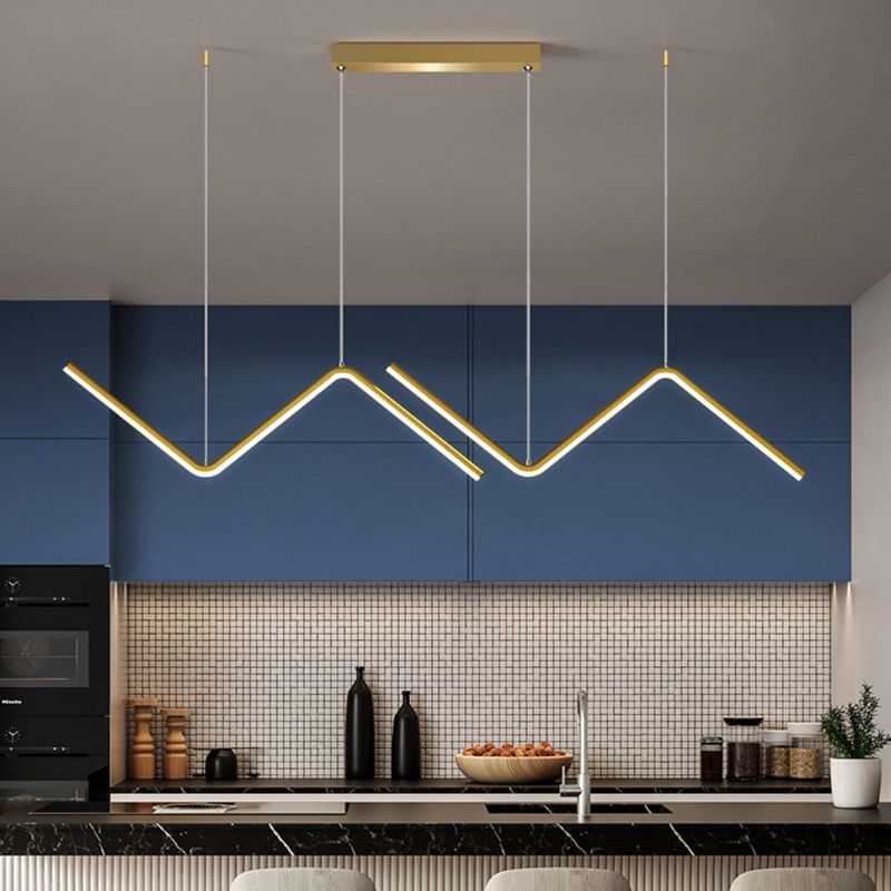 Modern Long Strip Dining Chandelier Dining Room LED Pendant Light Fixture