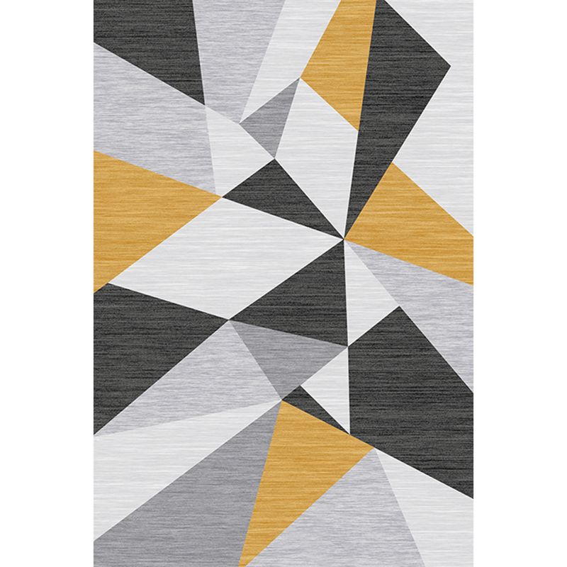Grey Tone Modern Indoor Rug Polyester Triangle Print Rug Stain Resistant Area Rug for Living Room
