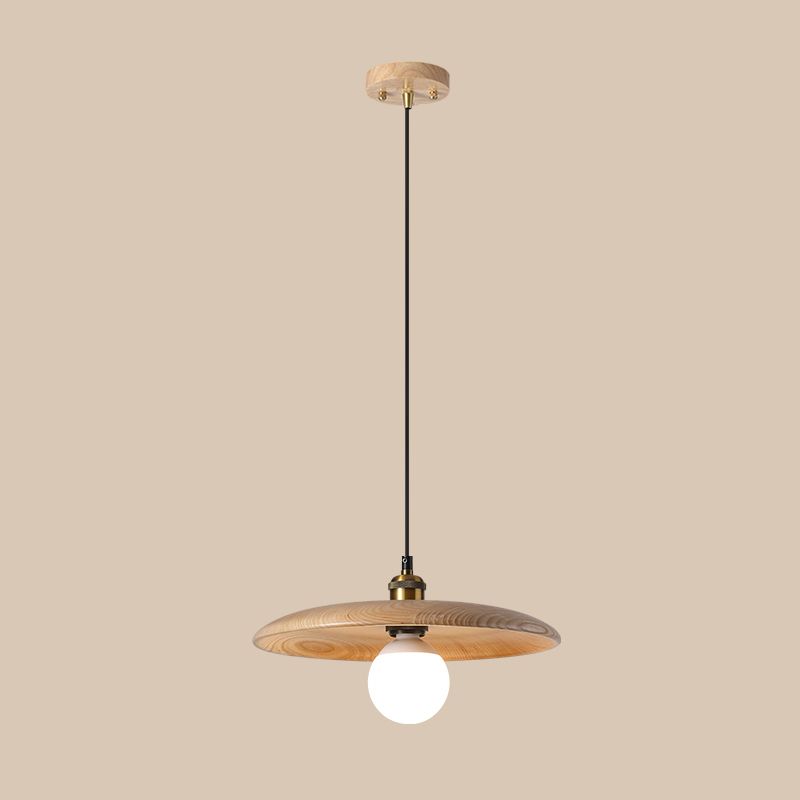 Modern Style Pot Cover Hanging Light Wood Hanging Lamp for Bedroom