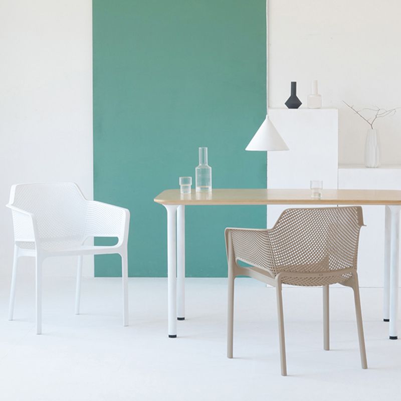 Plastic Stacking Dining Armchair Glam Indoor-Outdoor Dining Room Chair