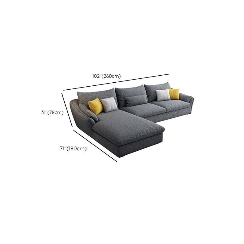 30.7 " H Grey Cotton Blend Flared Arm Sofa & Chaise for Living Room