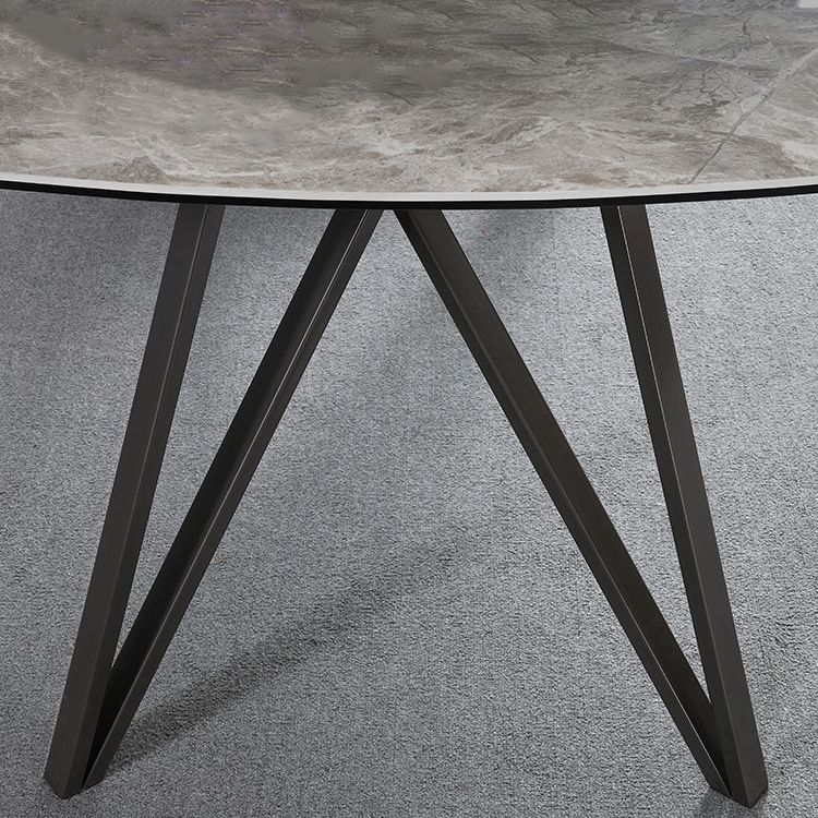 Mesa de comedor de estilo moderno Mesa de piedra sinterizada con 4 patas Base de acero al carbono