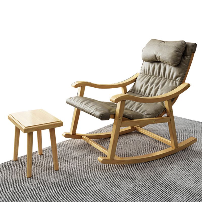 Creative Indoor Rocking Chair Faux Leather Rocker Chair with Wooden Legs