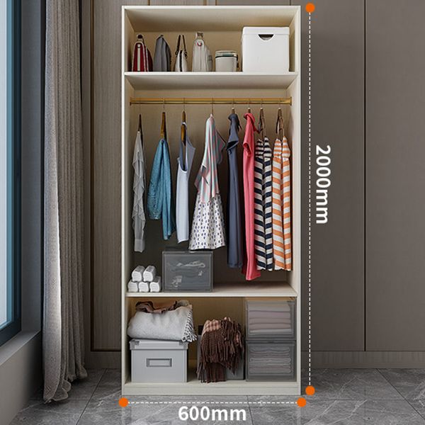White Wooden Wardrobe Cloth Rod Included Wardrobe Closet for Home