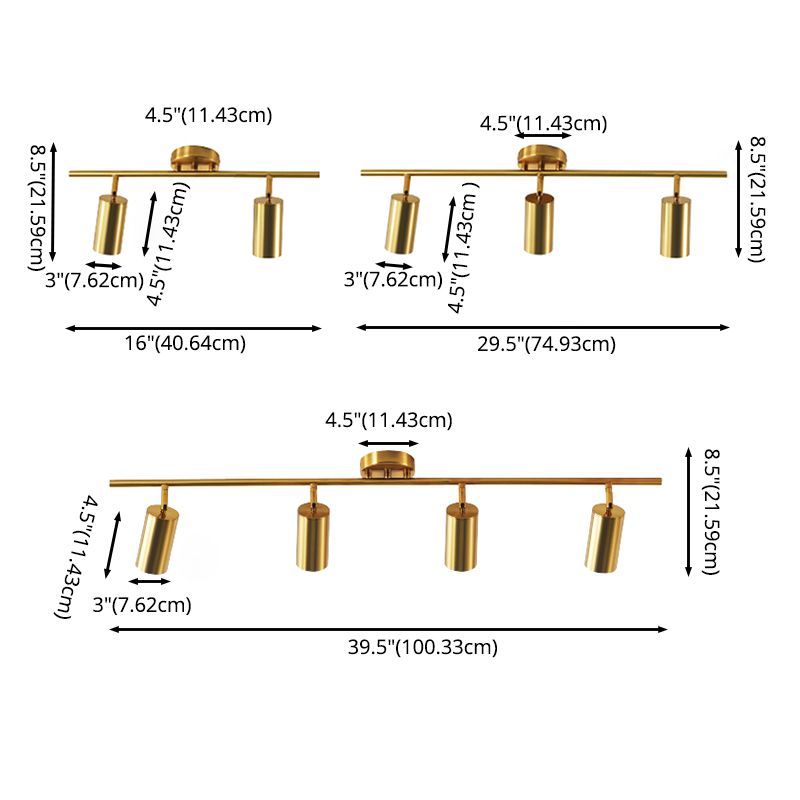 Nordic Modern LED Track Lighting in Golden Surface Mounted Spotlight for Home Living Room Background Wall and Commercial Clothing Store