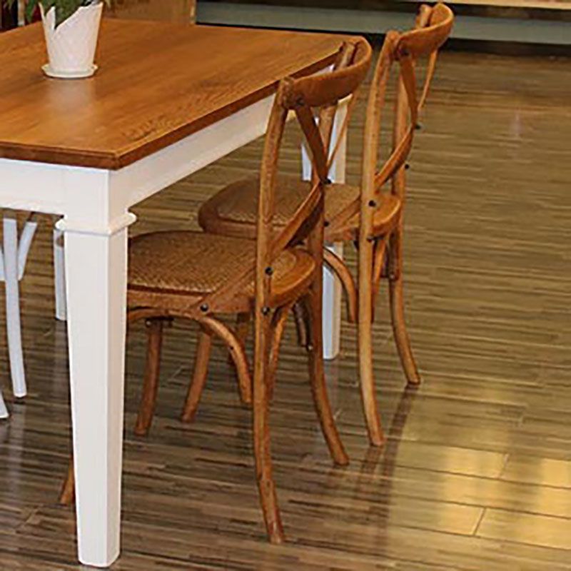 Boerderij houten eetkamerstoelen kruipen achterste zijde -zonder armloze stoelen voor restaurantgebruik