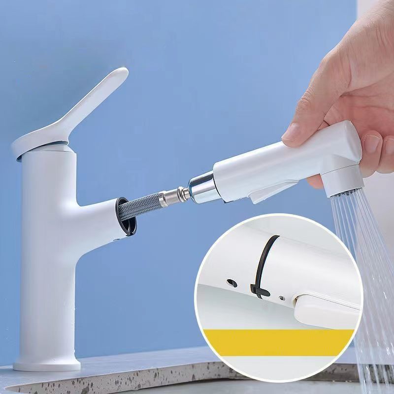 Modern Vessel Sink Faucet Copper 1-Handle Low Arc Retractable Vessel Faucet for Bathroom