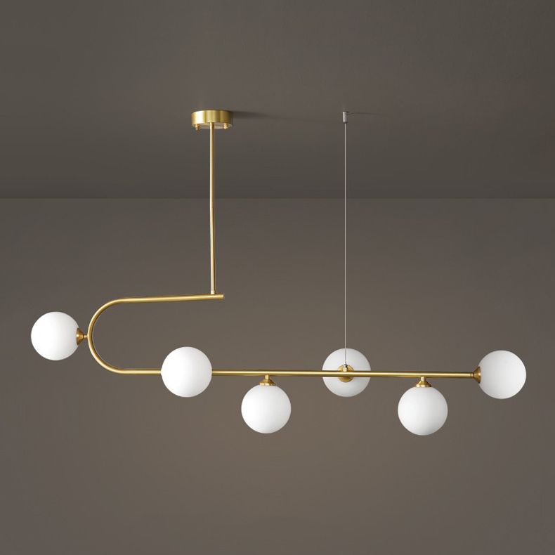 Glass Round Chandelier Light Fixture Simple Island Pendant for Dining Room