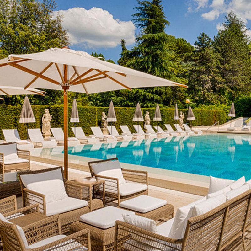 Tropical Rattan Patio Sofa Water Resistant Outdoor Patio Sofa