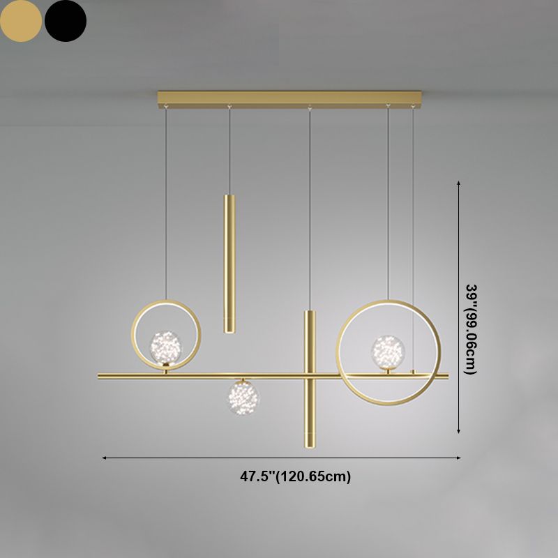 Contemporary Pendant Lights Island Geometry Pendant Light Fixtures Metal 7-Light