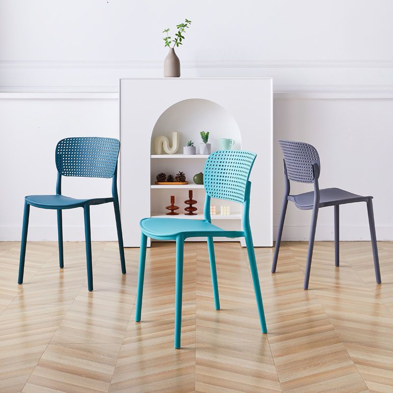 Open Back Dining Side Chair Modern Indoor-Outdoor Plastic Chair