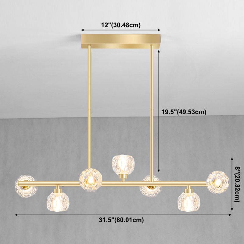Gold Linear Island Pendant Chandelier Contemporary Crystal Pendant Lighting for Kitchen