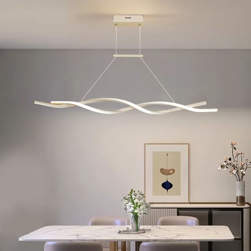 Modern Metal Island Light armatuur Lineair Restaurant Hanglamp met 2-head met acrylschaduw