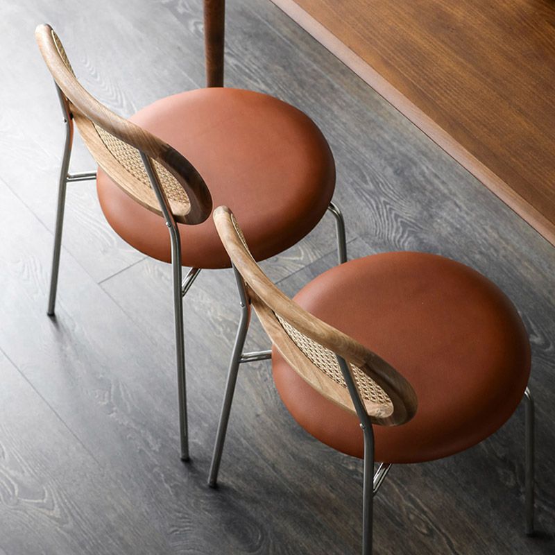 Faux Leather Side Chair Nordic Open Back Side Chair for Home