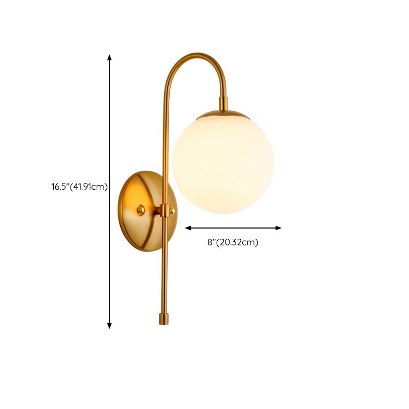 Modernism Glass Shaded Wall Light Metal Golden Lighting for Home