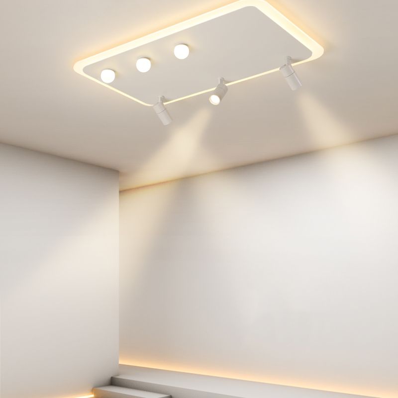 White Flush Mount Ceiling Light LED Ceiling Lamp Fixture with Spotlights for Bedroom
