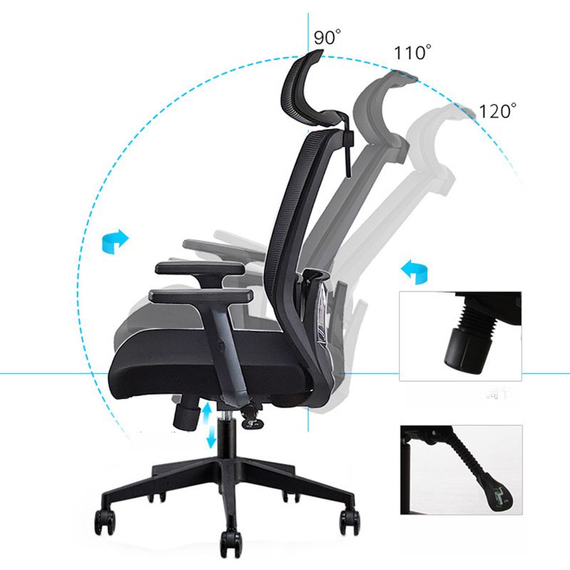 Modern Desk Chair Mesh Computer Chair Adjustable Chair in Black