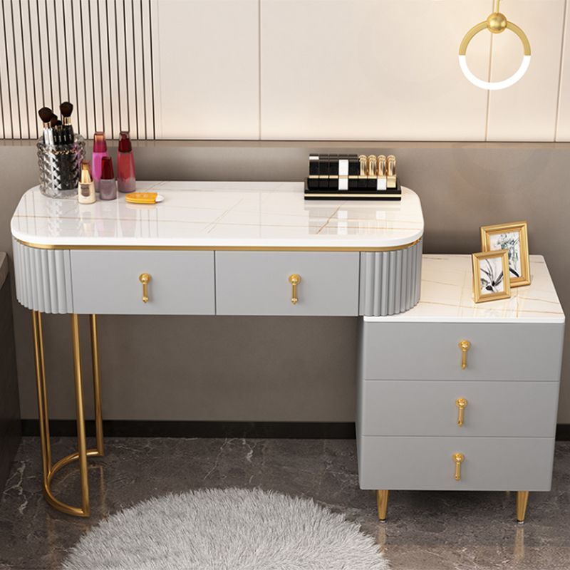 Contemporary With Drawer Gray Wooden Mirror Bedroom Make-up Vanity