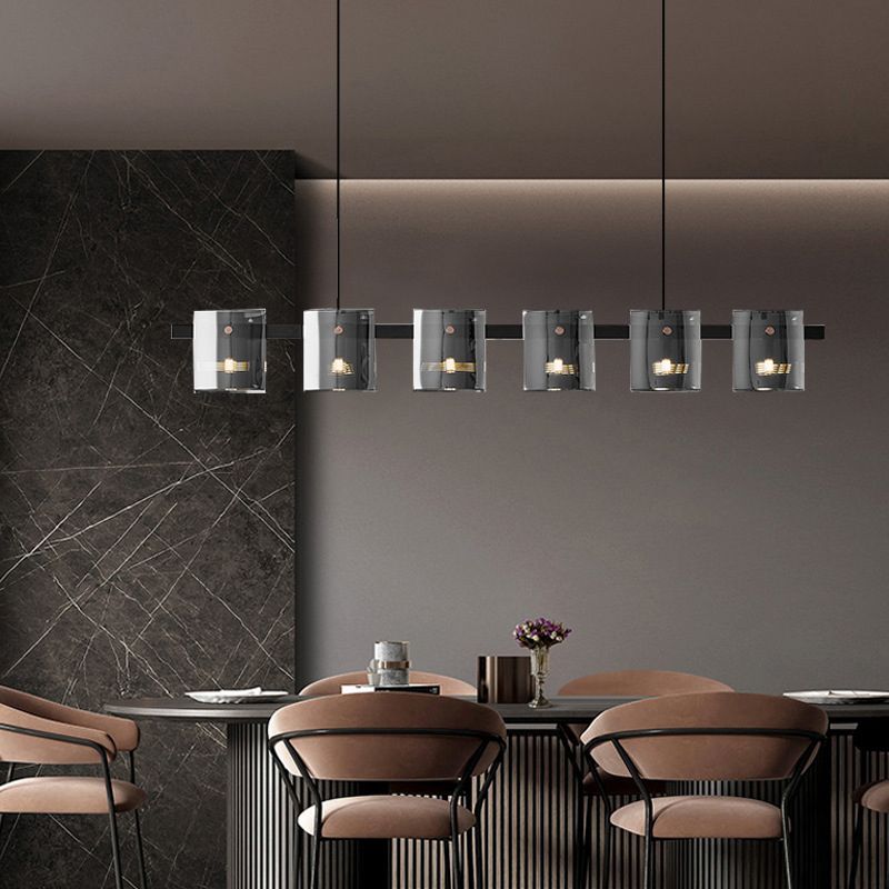 Glass Island Pendant Modern Style Island Light Fixtures for Living Room