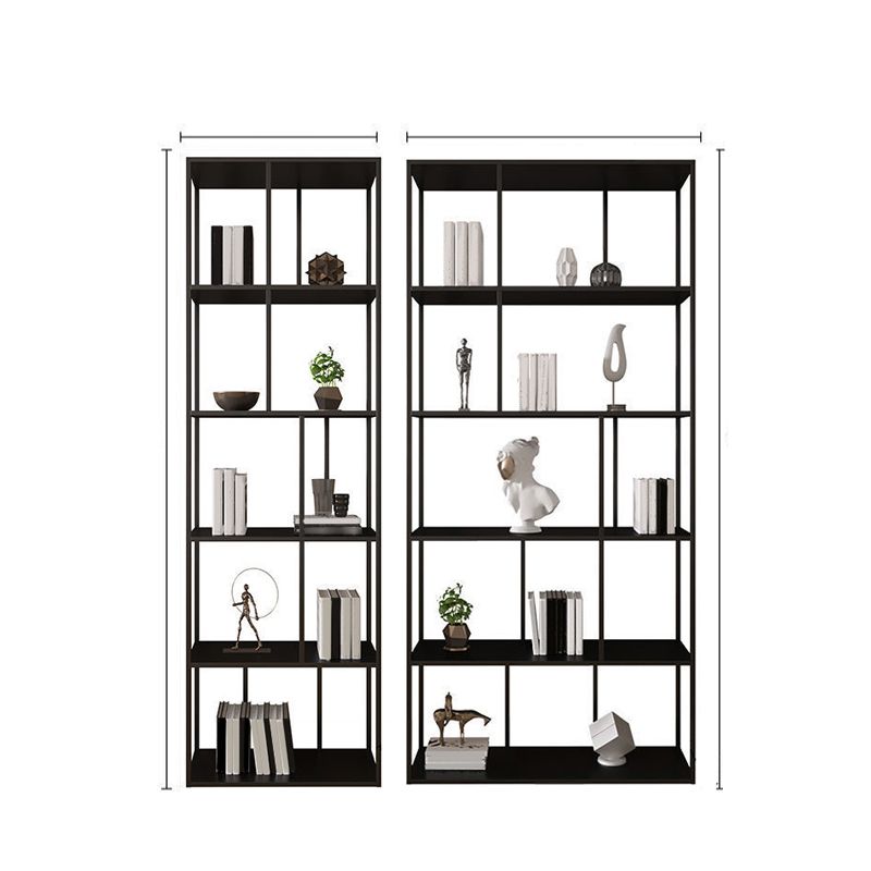 Contemporary Iron Open Etagere Bookshelf Multi Shelf Vertical Bookcase for Study Room