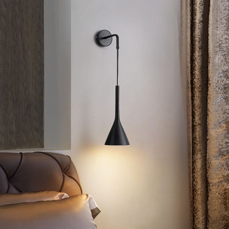 Macaroon -stijl kegel wandlamp 6 "brede metalen schaduw minimalisme wandmontage verlichting met 23,5" verstelbare gesuspendeerde draad