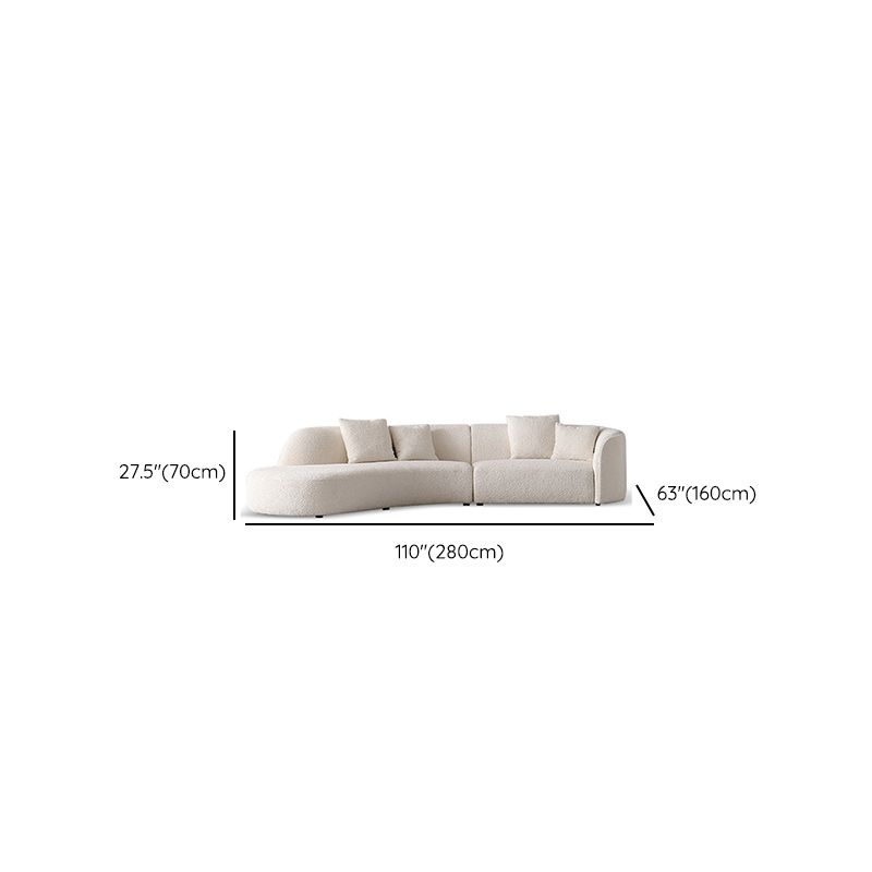 Contemporary Wool Sofa in White Simple Living Room Curved Seating
