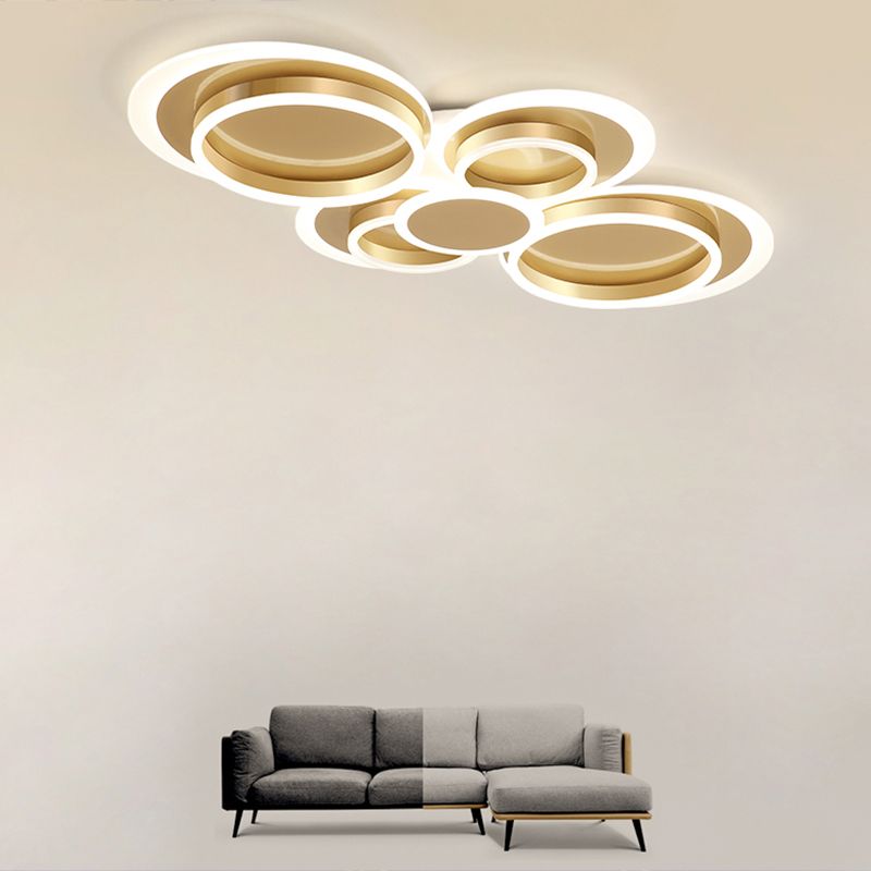Metallic Ring Shaped Flushmount Licht Zeitgenössische Gold Finish LED Deckenhalterung Licht