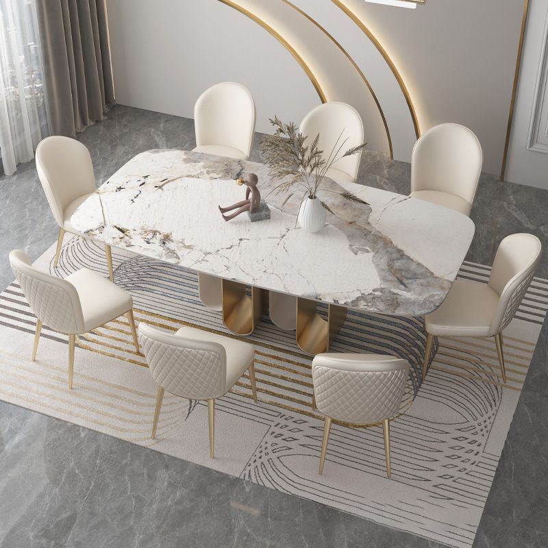 Luxurious 1/4/5/6/9 Pieces Rectangle Dining Set Sintered Stone Top Dinette Table Set