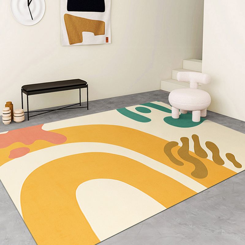 Nordic Modern Rug Polyester Color Block Rug Tear Resistant Rug for Living Room