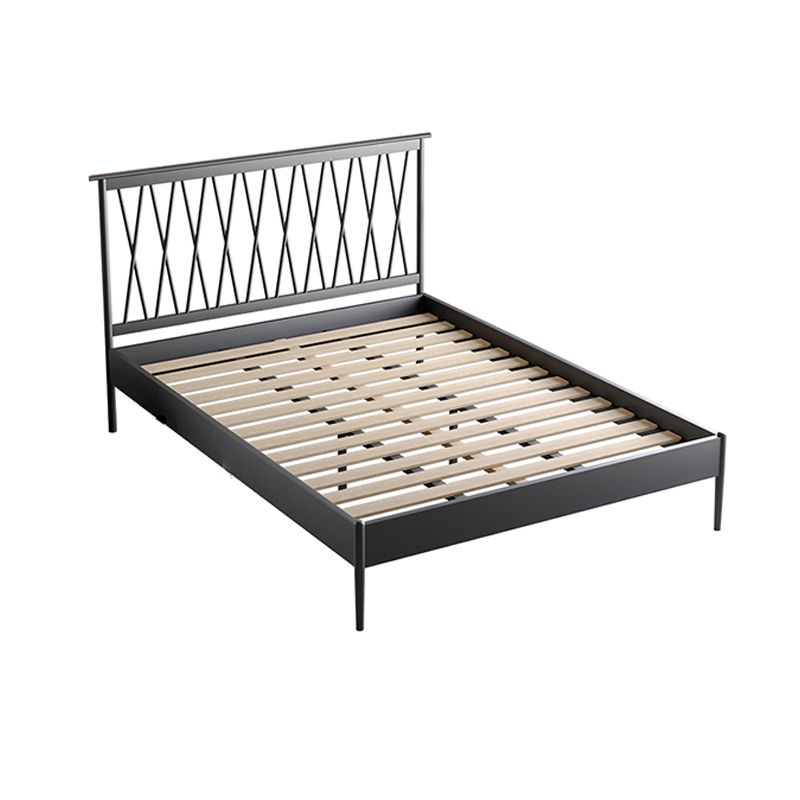 47.24" Height Metal Frame Standard Bed with Rectangle Open-Frame Headboard