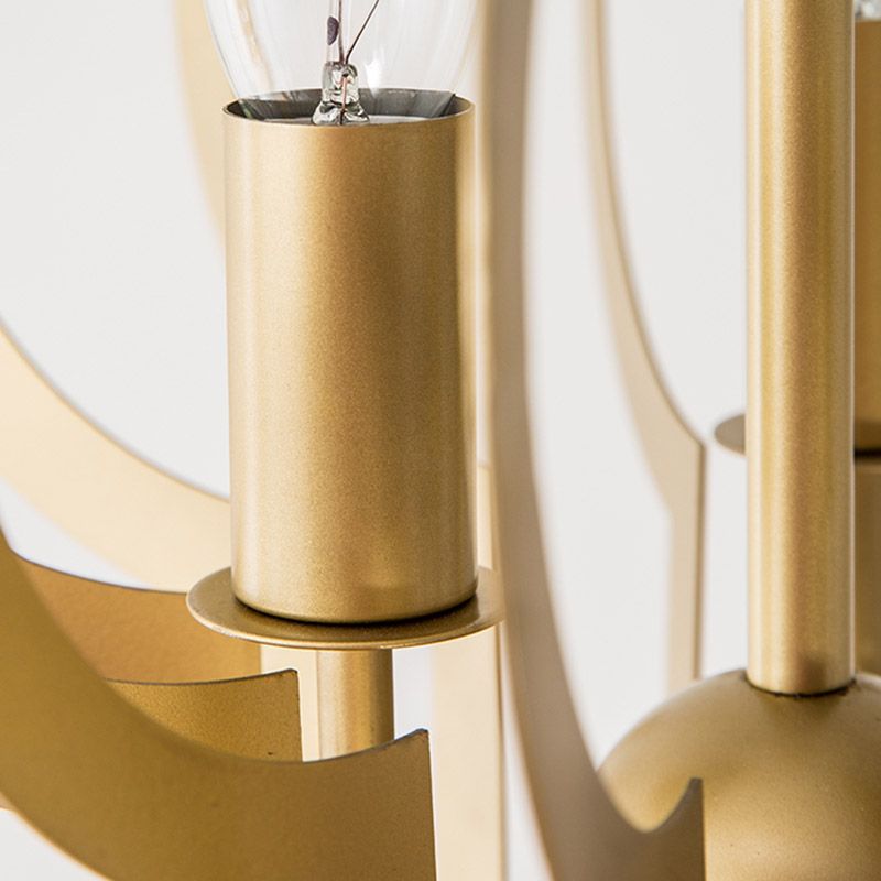 3-bulb kroonluchter licht retro quatrefoilvormige metalen hanger lamp in goud in goud