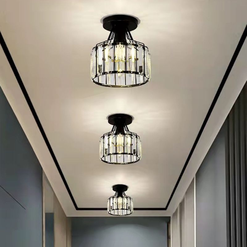 Crystal Cylinder Semi Mount Lighting Simplicity 1 Light Semi Flush Mount